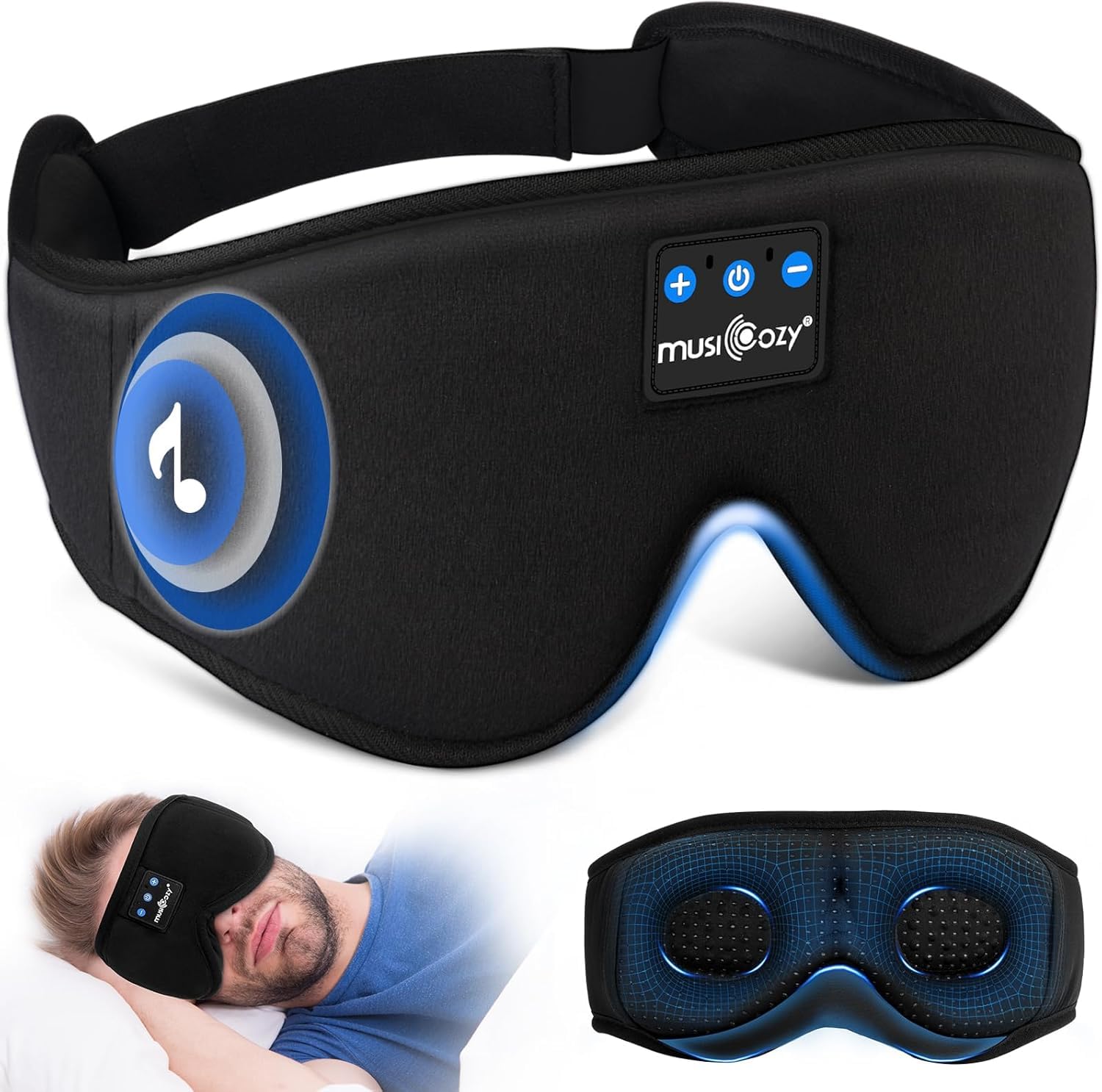 MUSICOZY 3D Sleep Headphones Bluetooth 5.4 Sleep Mask with HD Spe by MUSICOZY - Angle View 1