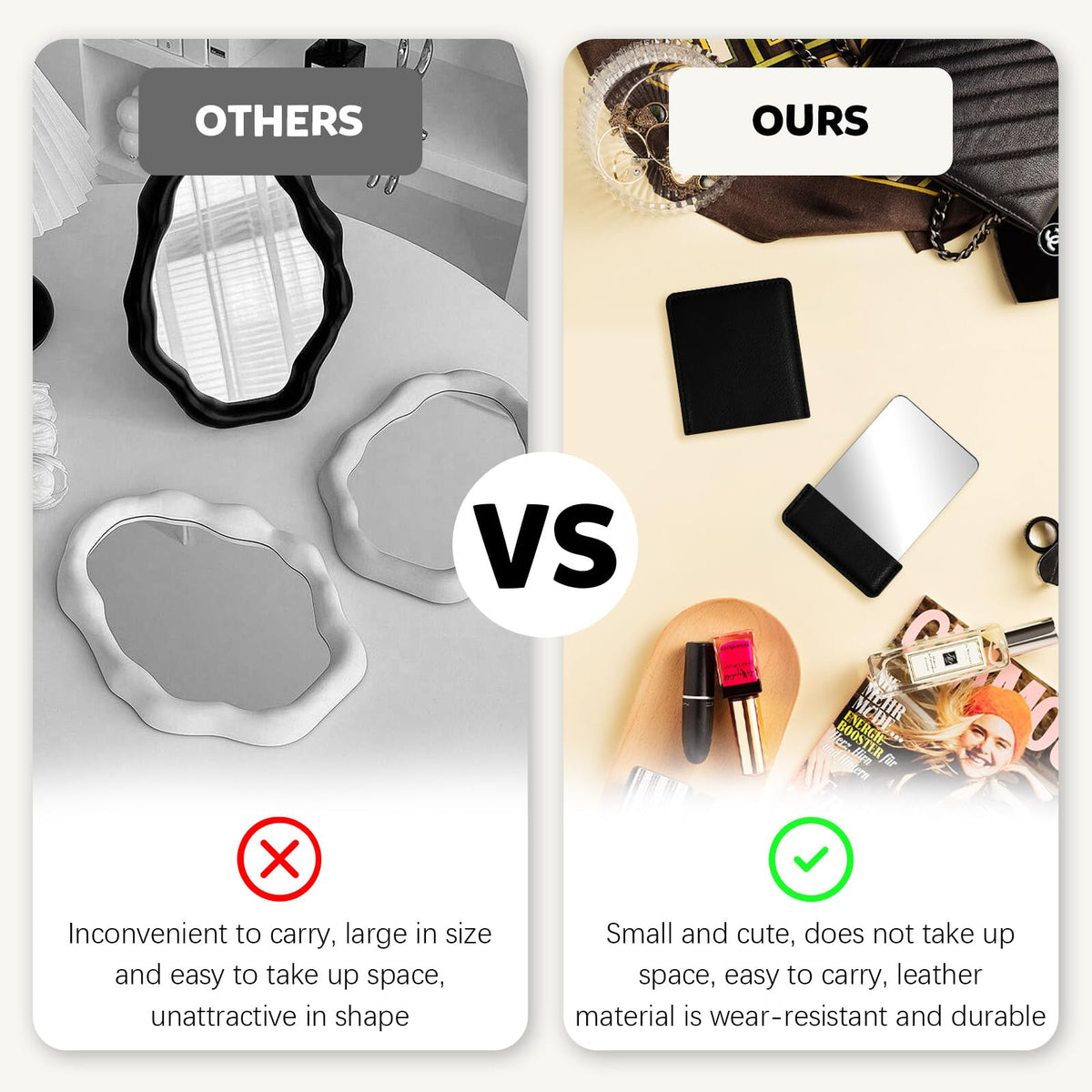 10 Pack Small Pocket Mirror with Leather Case Shatter - BangBoom Official Imagery - 8