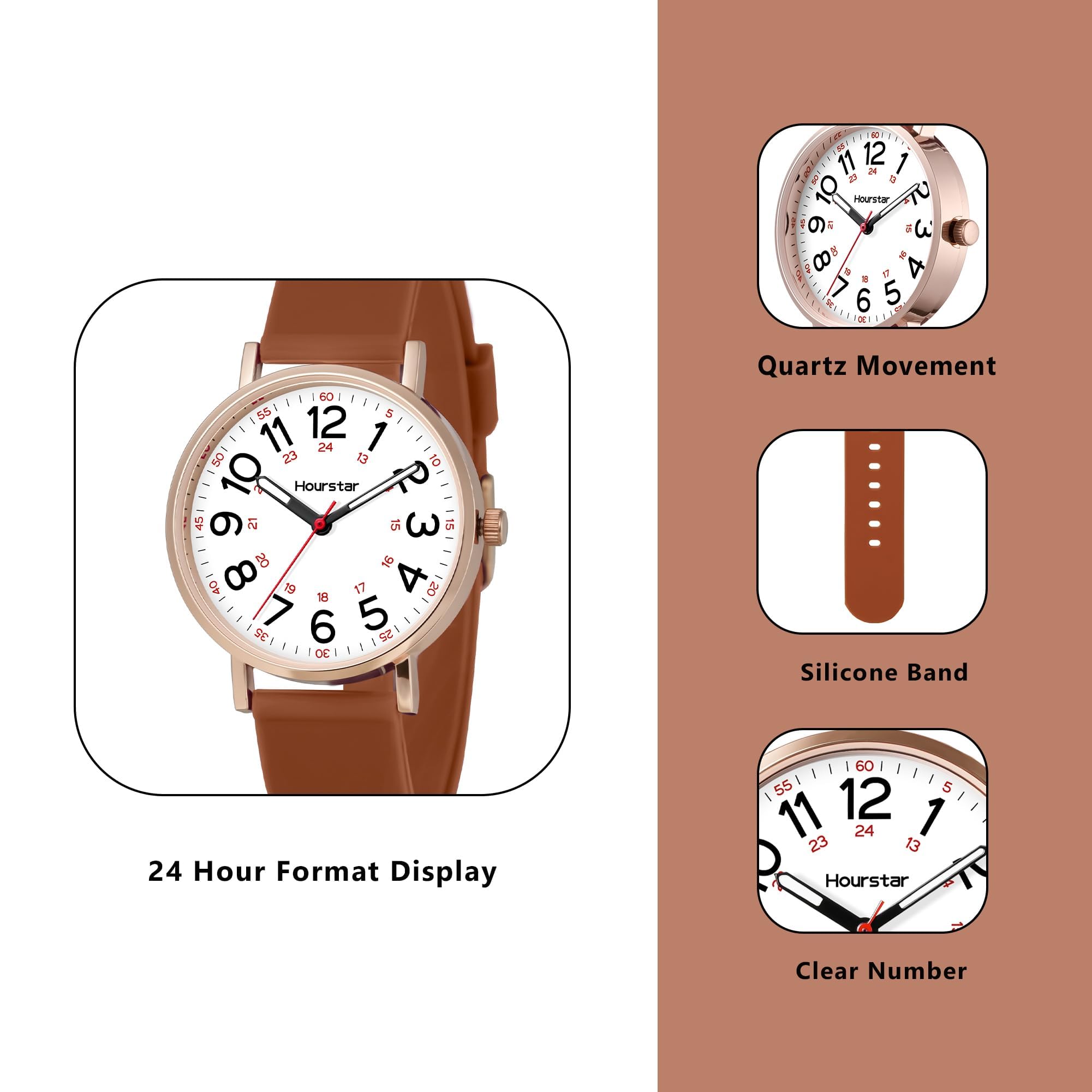 Hourstar Women's Analog Nurse Watch | Second Hand | Easy Read | Silico - View 10