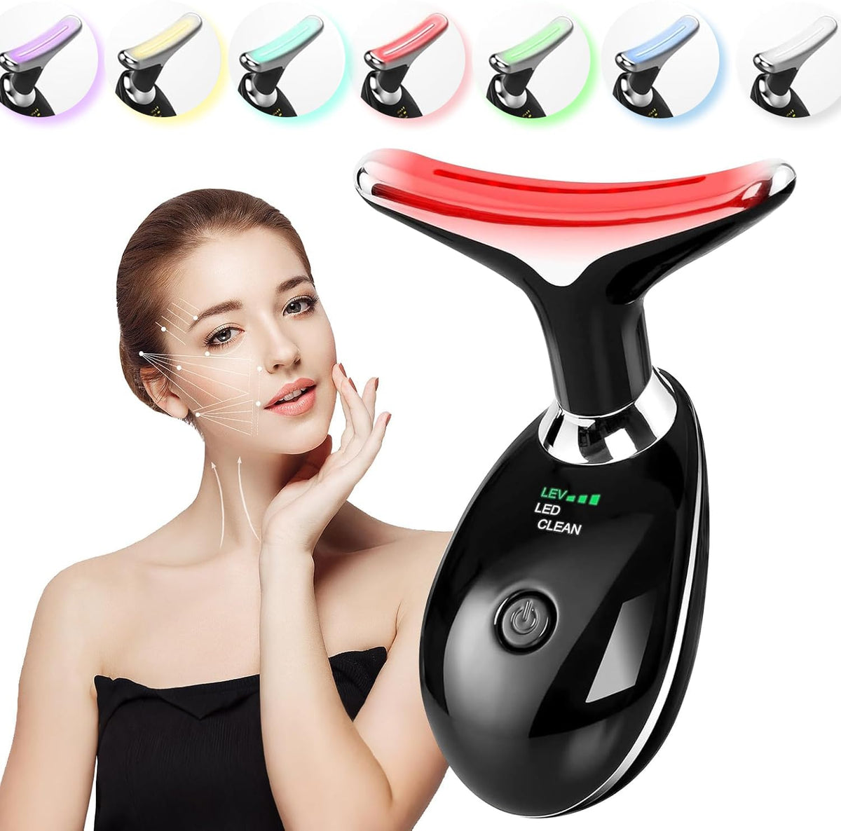 Face and Neck Massager Tool 7 Colors LED Womens Skin Care - erdnretl Official Imagery - 8