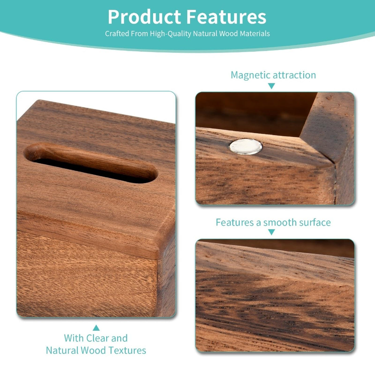 TradeForge South American Black Walnut Wooden Tissue Box - Premium Selection Official Imagery - 5