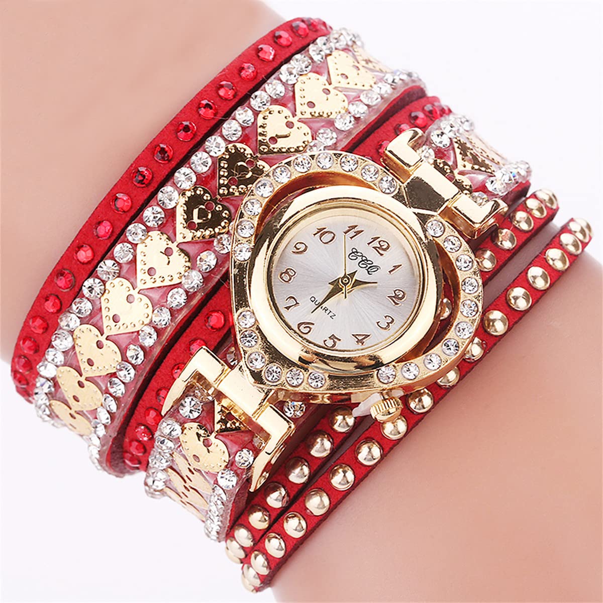 Women Fashion Watch Inlay Rhinestone Quartz Watches Heart - CdyBox Official Imagery - 8