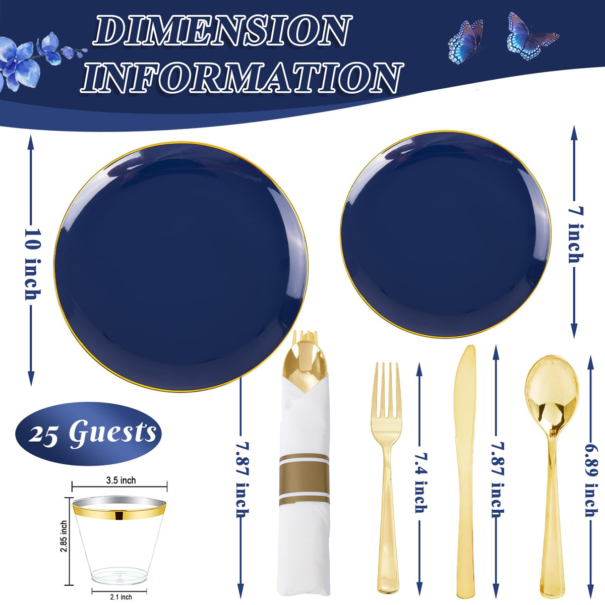 175Pcs Blue Plastic Plates - KIRE Official Imagery - 4