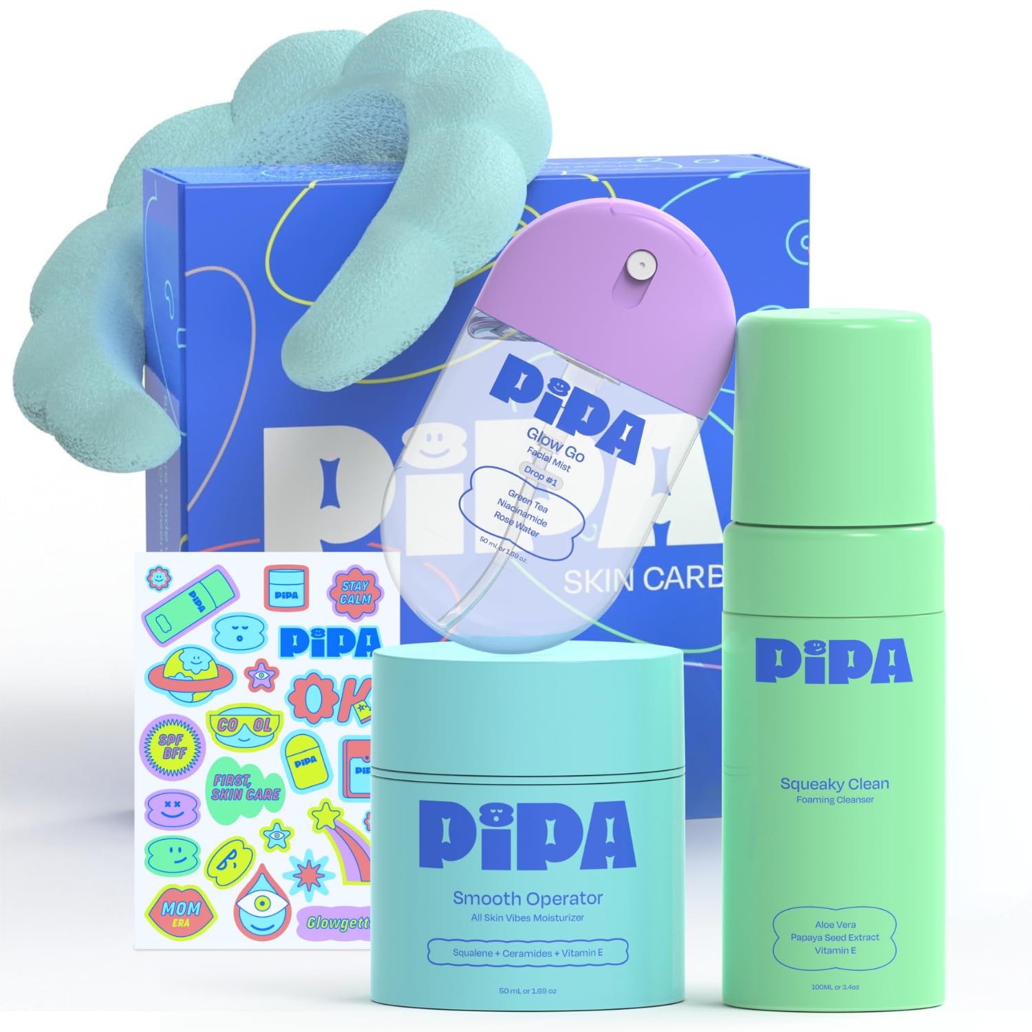 Skincare Cleanser, Moisturizer & Facial Mist Girls Birthday Gift - Product Imagery