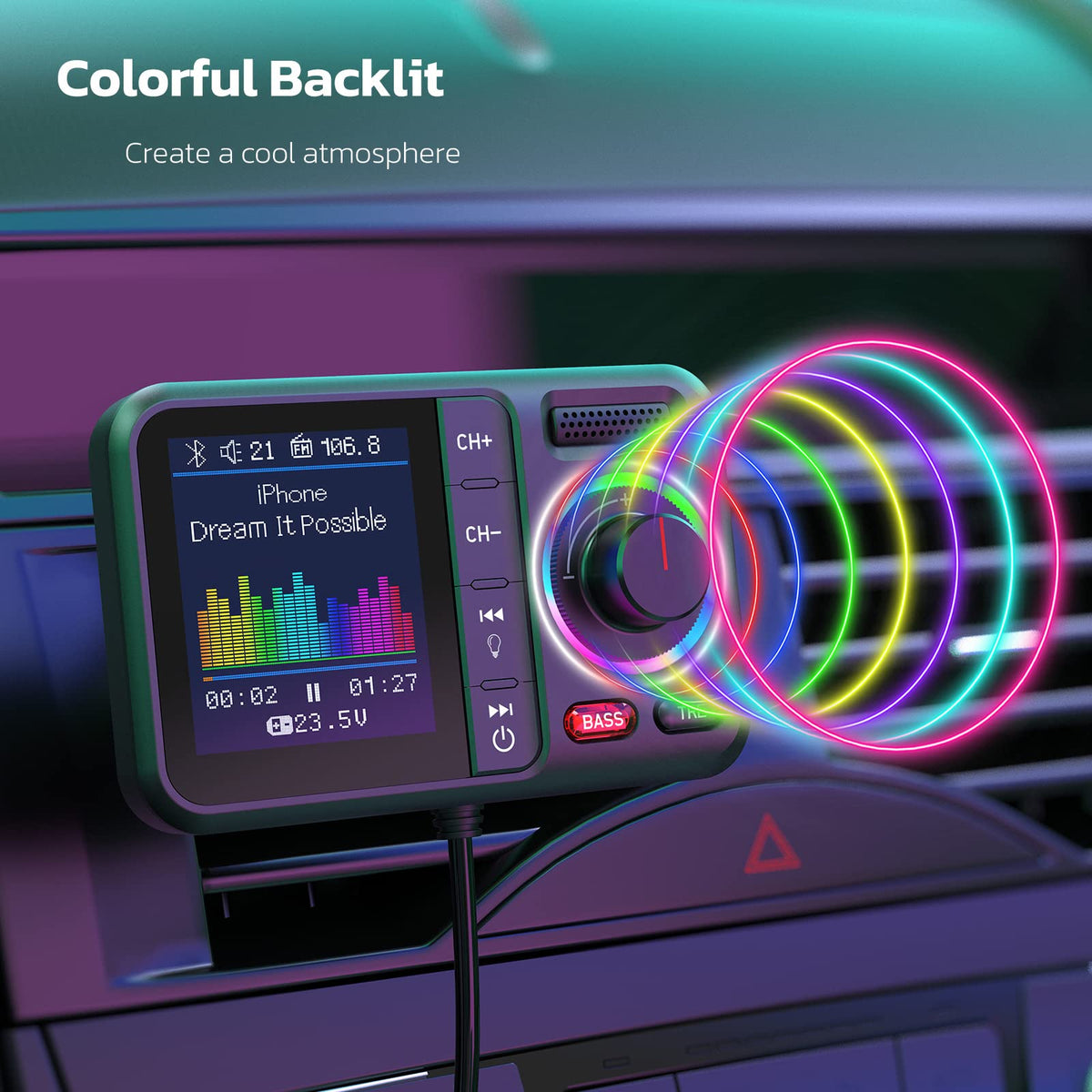 Nulaxy Bluetooth Car Adapter with Large Color Screen Air - Nulaxy Official Imagery - 7