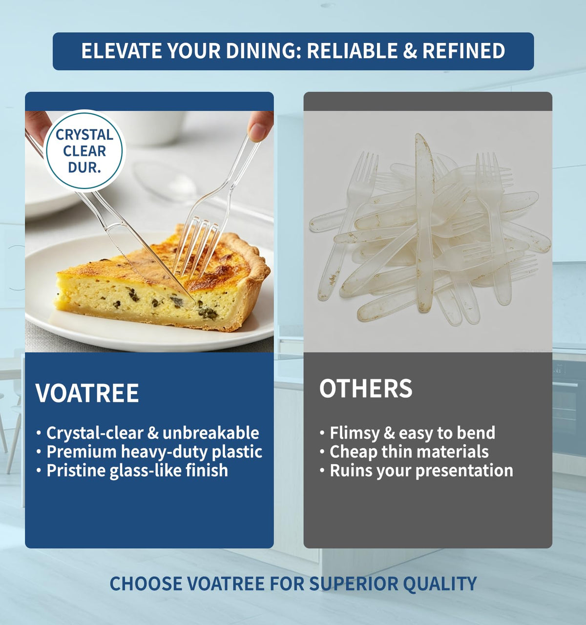 390 Count Extra Heavy Duty Clear Plastic Forks Disposable - Voatree Official Imagery - 3