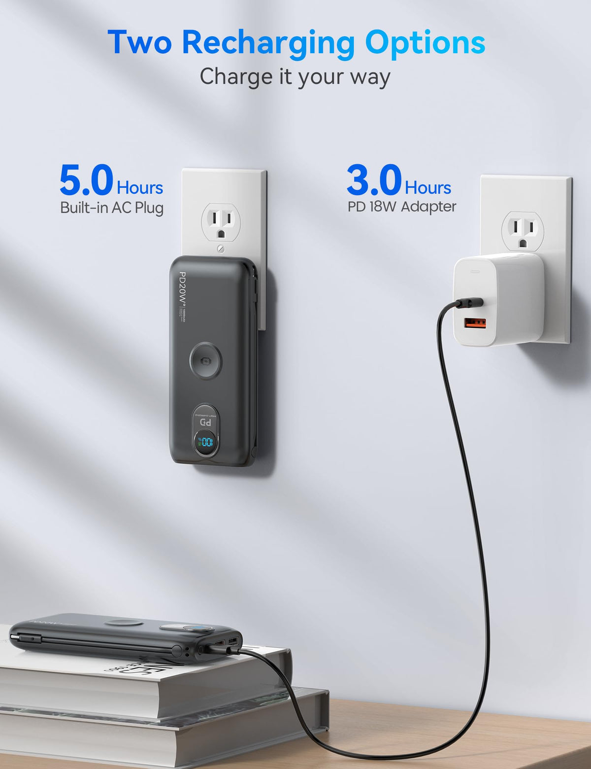 Portable Charger Power Bank 10000mAh PD20W w Built in Cables - LENGSUM Official Imagery - 7