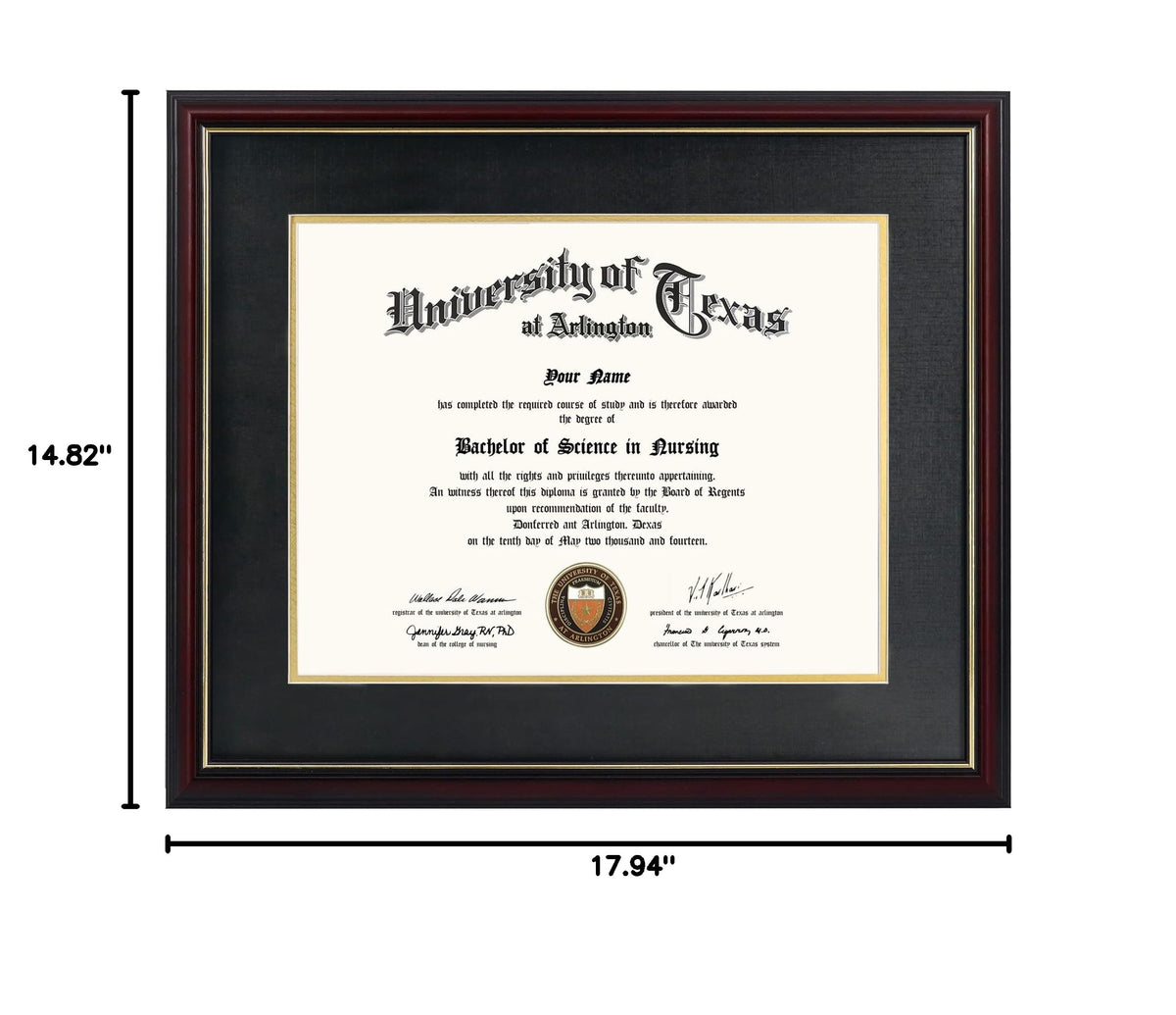 GraduationMall 11x14 Diploma Frame with Black over Gold Mat - GraduationMall Official Imagery - 4