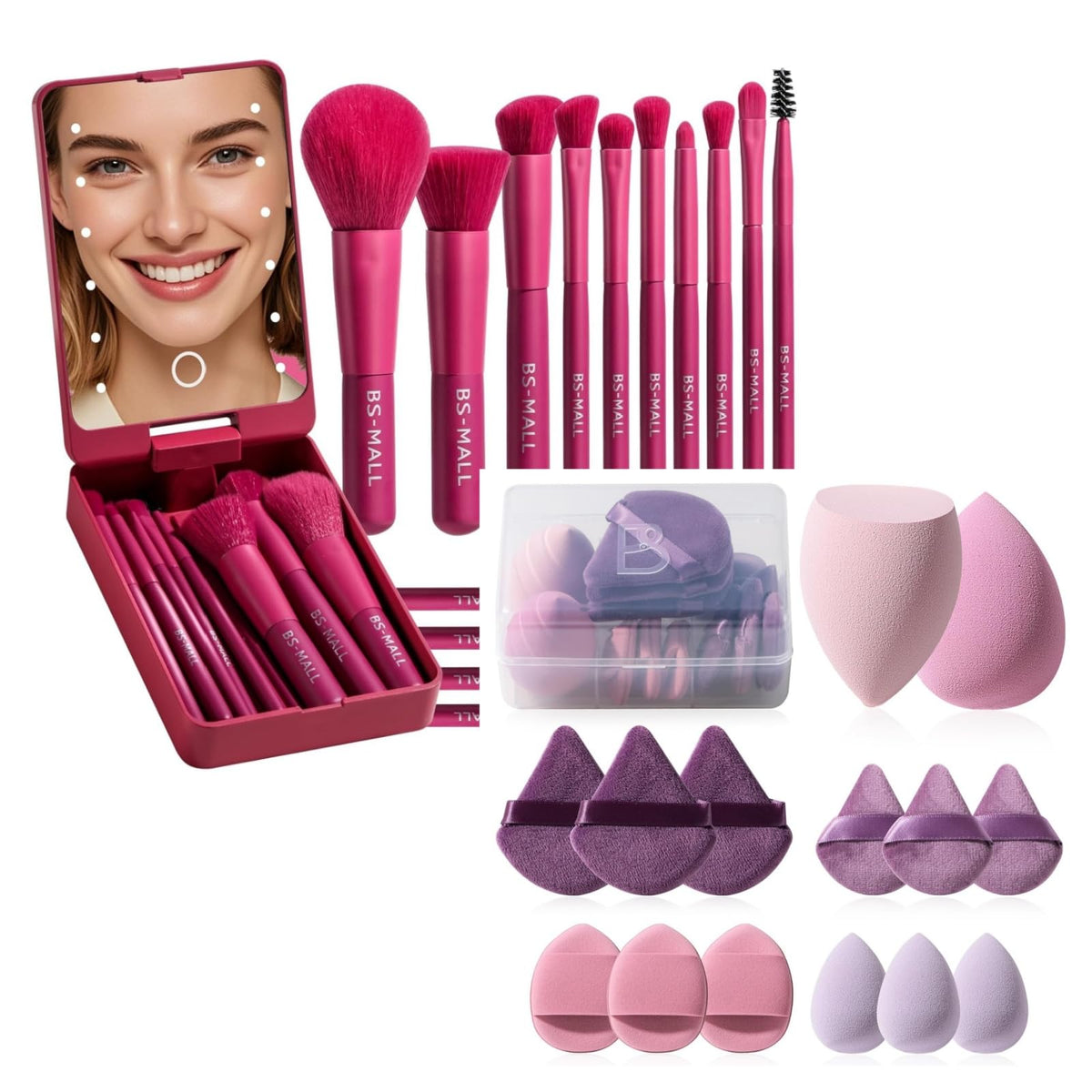 BS MALL Travel Makeup Brush Set Foundation Powder Concealers - BS-MALL Official Imagery - 2