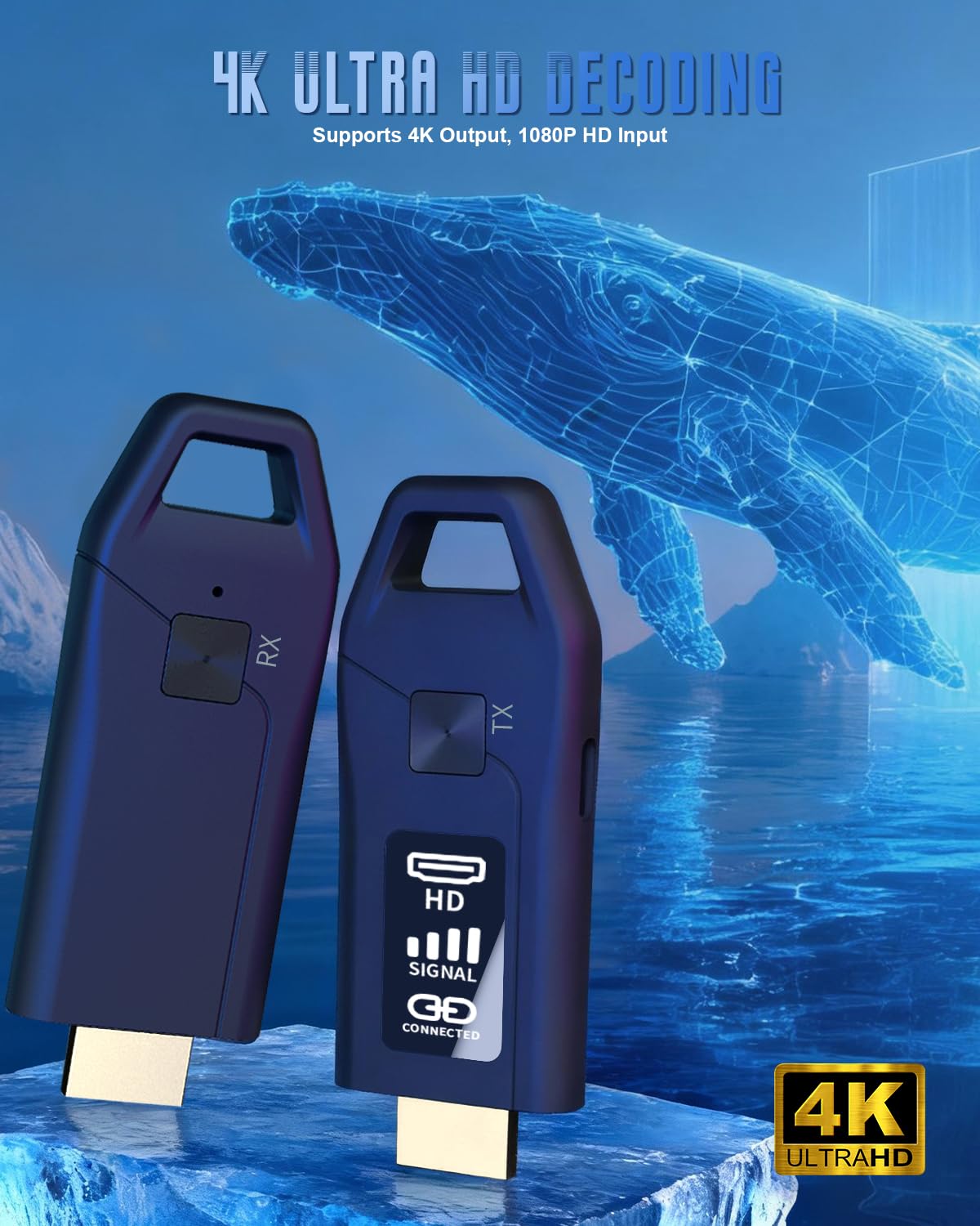 Wireless HDMI Transmitter and Receiver 328FT 100M LED - CONNIORA Official Imagery - 4