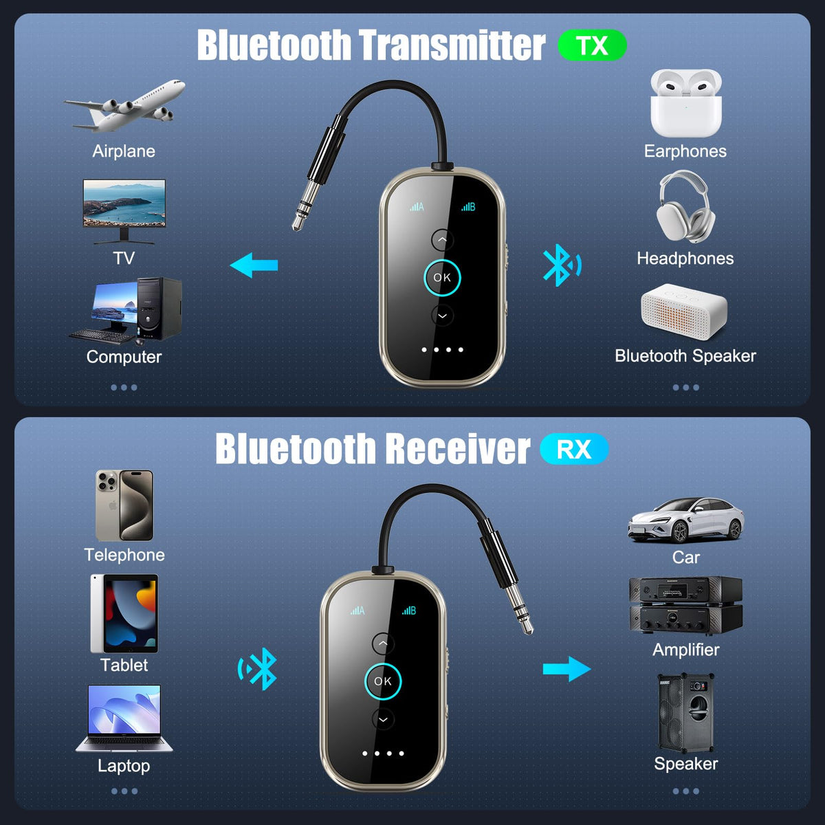 Bluetooth 6 0 Transmitter Receiver Airplane TV Gym Wireless - Xmagpot Official Imagery - 3