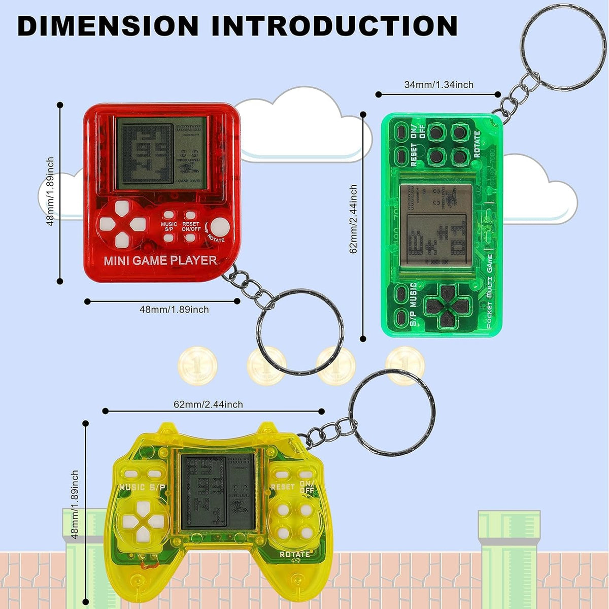 18Pcs Video Game Party Favors Mini Game Keychain Arcade - Teirdth Official Imagery - 7