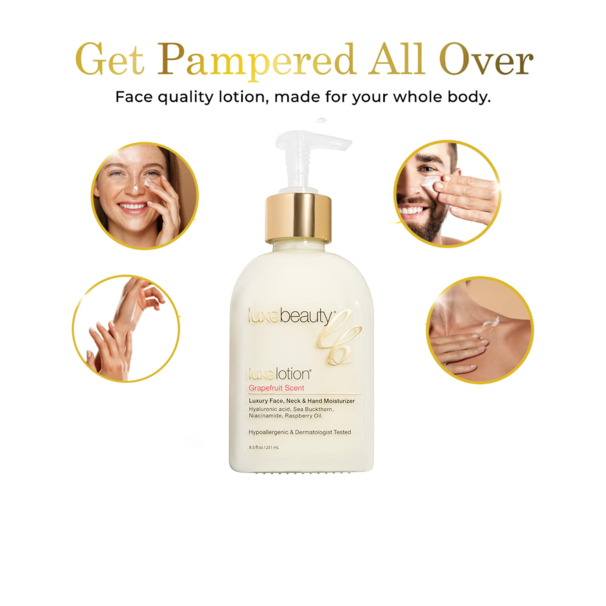 Non Greasy Hyaluronic Acid Moisturizer for Face Neck Hands - LUXE Beauty Lash & Brow Growth Products Official Imagery - 7