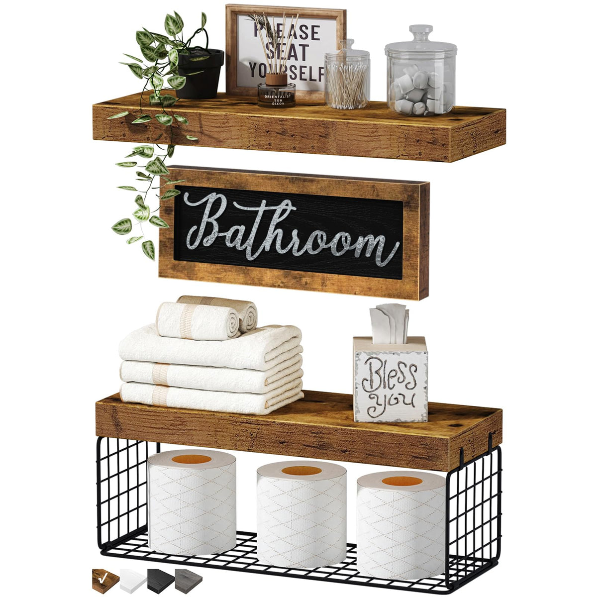 QEEIG Bathroom Shelves with Decor Sign - QEEIG Official Imagery - 1