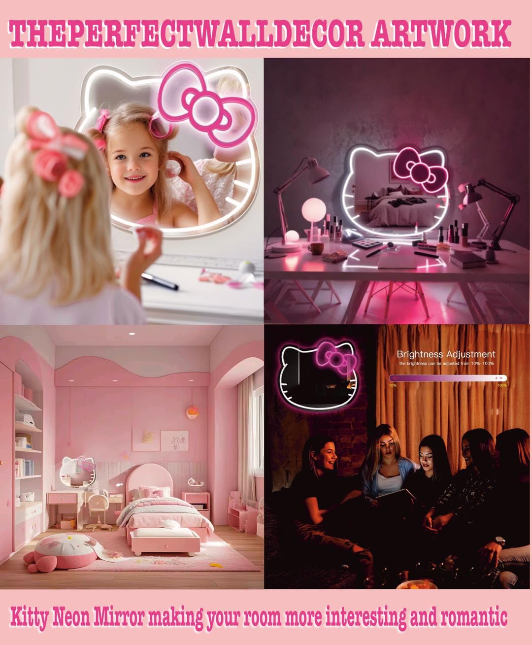 GALLIA Anime Hello Kit Mirror Vanity Neon Mirror with - GALLIA Official Imagery - 3