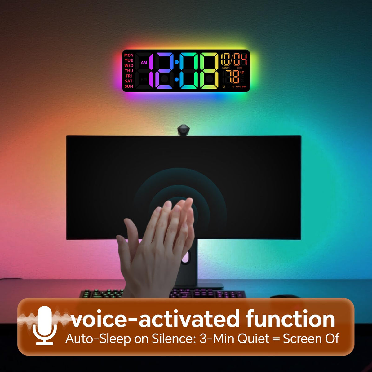 YISILE 16 Inch RGB LED Digital Wall Clock - YISILE Official Imagery - 7