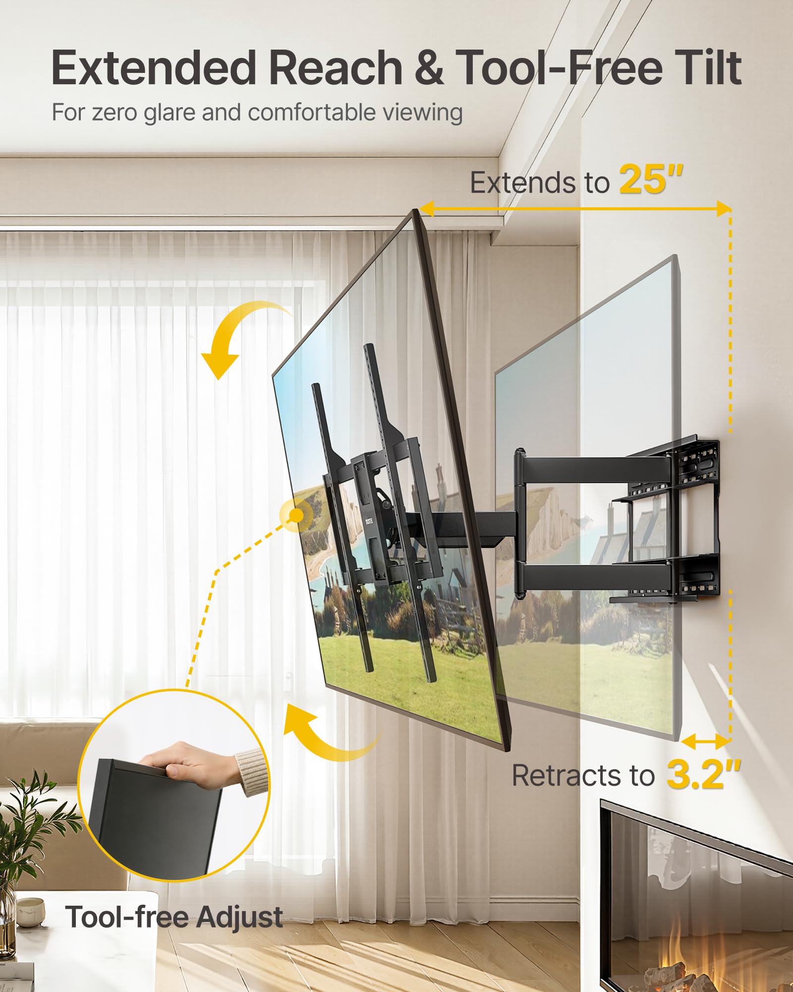 monTEK Heavy Duty TV Wall Mount for 50–100 inch XL TVs up to 176 - monTEK Official Product View 3