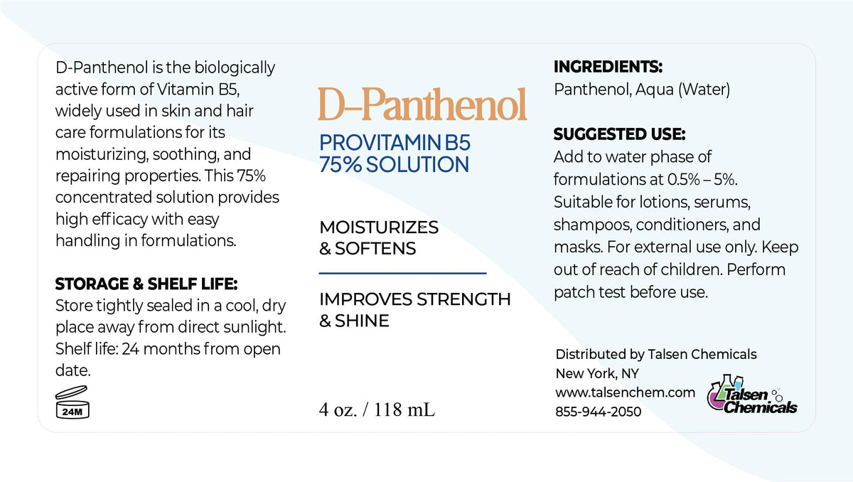 D Panthenol Liquid 75 Provitamin B5 Solution Provitamin B5 - Talsen Chemicals Official Product Imagery - 3