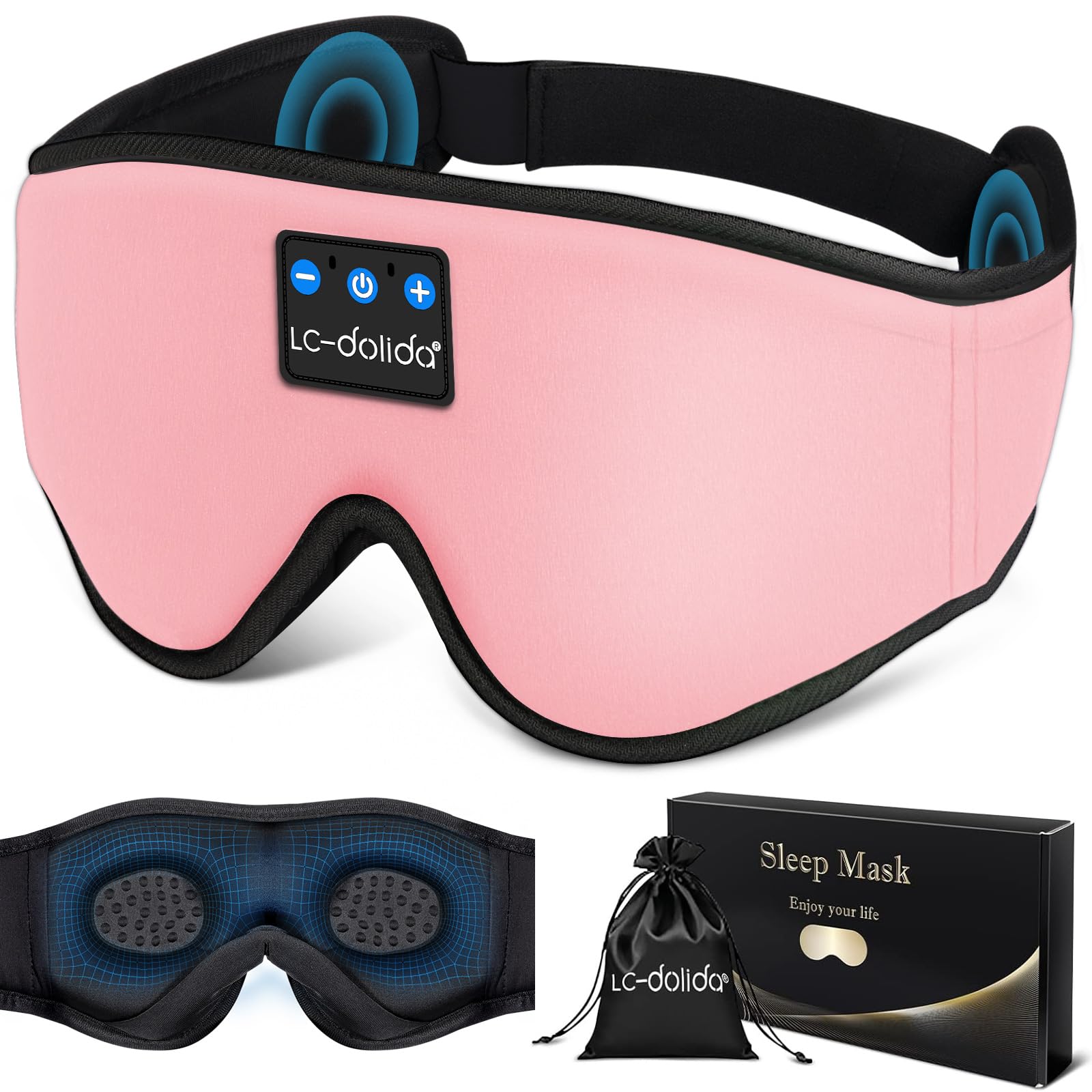 Sleep Mask with Bluetooth Headphones,LC-dolida Sleep Headphones B by LC-dolida - Angle View 10