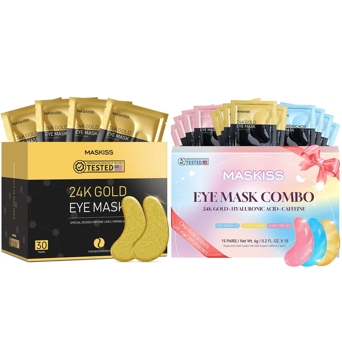Maskiss 24k Gold Under Eye Patches 3 in 1 Eye Masks Gift Set - Maskiss Official Imagery - 2