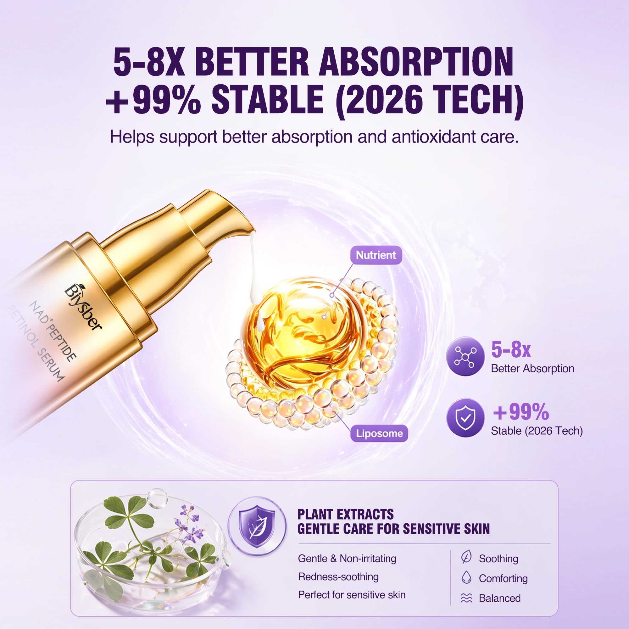 Retinol Serum for Face Neck with Peptide NAD Firming - BIYSBER Official Imagery - 7