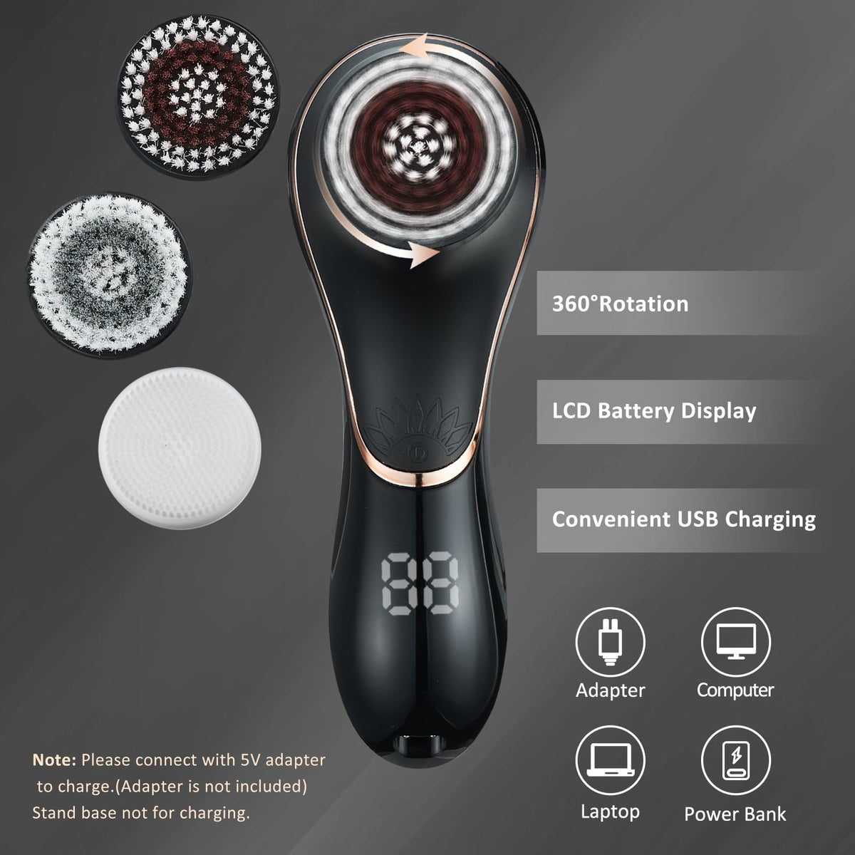 Facial Cleansing Brush Rechargeable Electric Face Scrubber 2 - Gaurins Official Imagery - 7