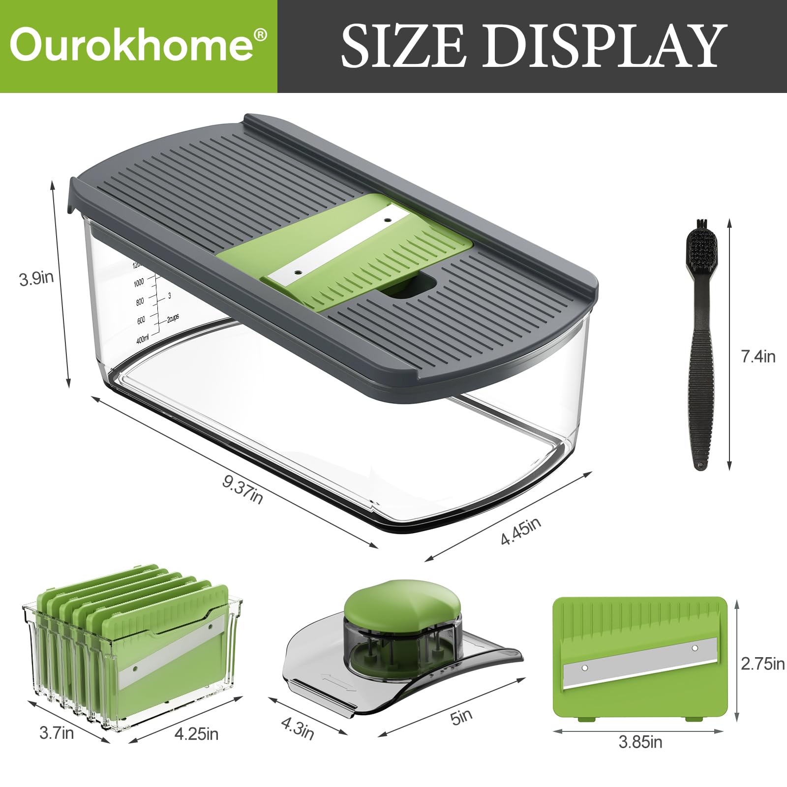 Ourokhome Mandolin Slicer for Kitchen Food, Hand Safe Vegetable S - Ourokhome Official Product View 3