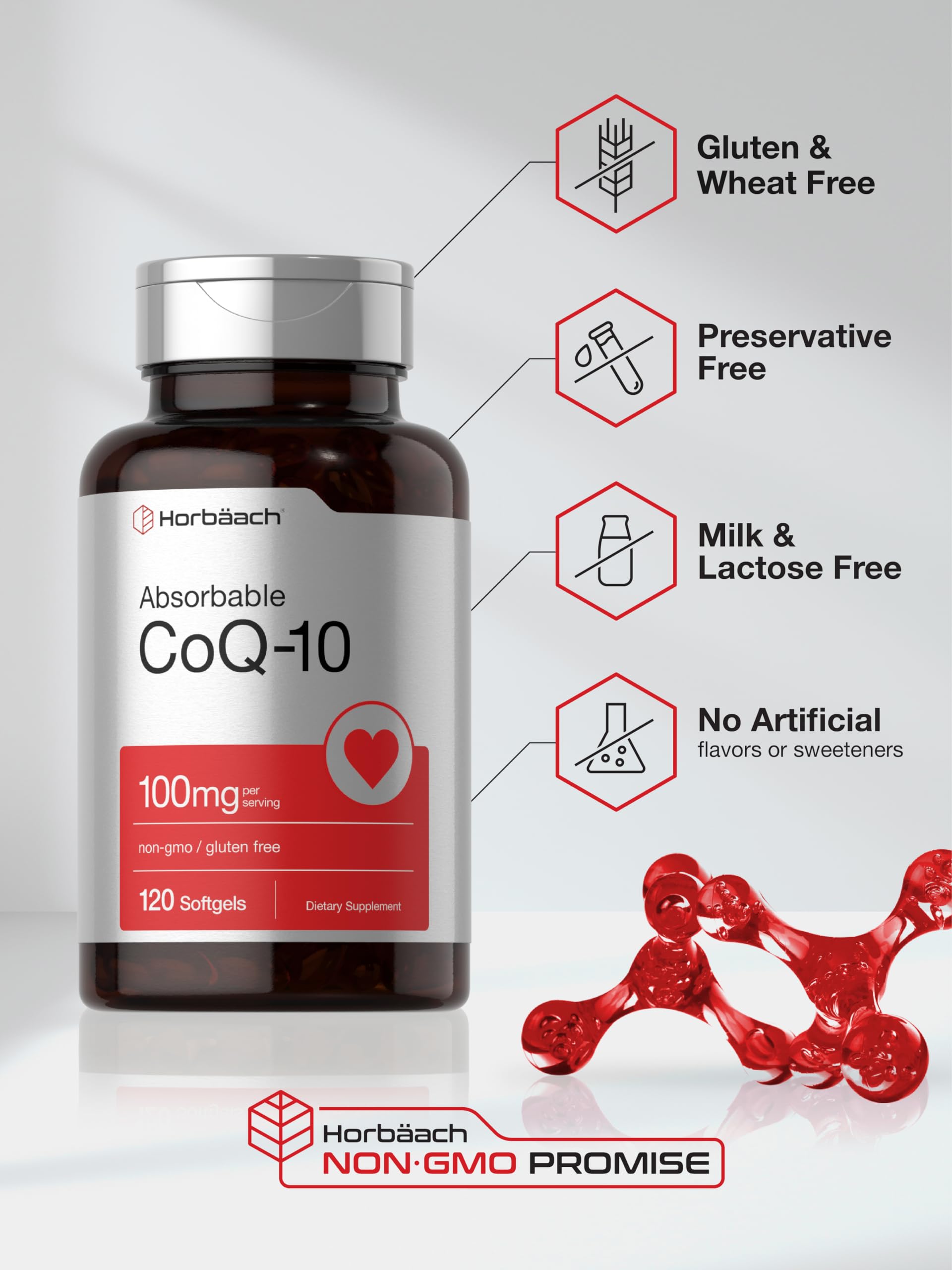 Horbäach CoQ10 100mg Softgels | 120 Count - Horbäach Official Product View 5
