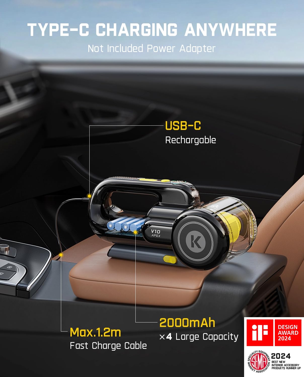 Fanttik Fold V10 APEX Pivot Cordless Car Vacuum, 17000Pa Handheld - Fanttik Official Product View 8