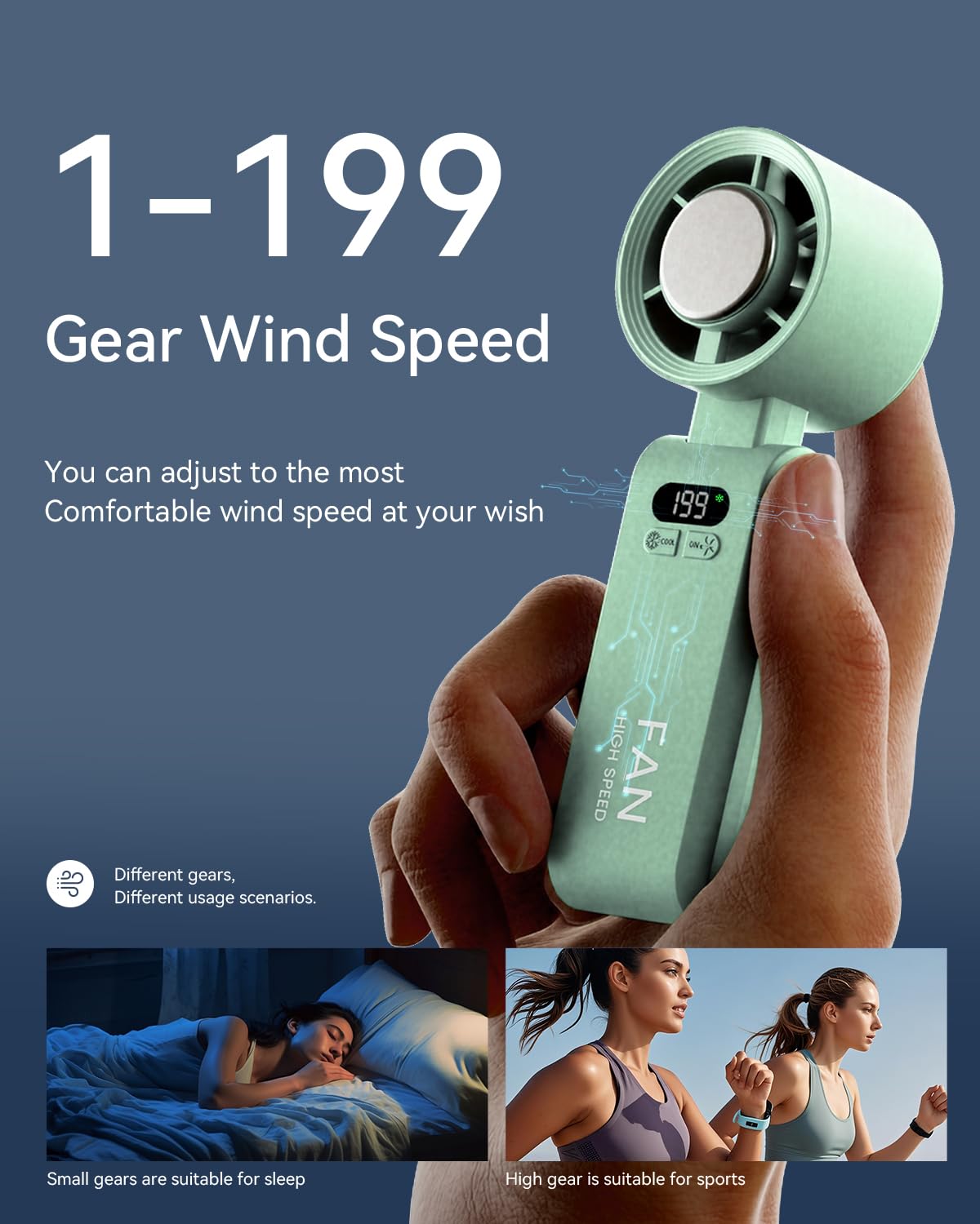 Kimguard Handheld Portable Turbo Fan with Ice Cooler, Speed   5500mAh - View 3