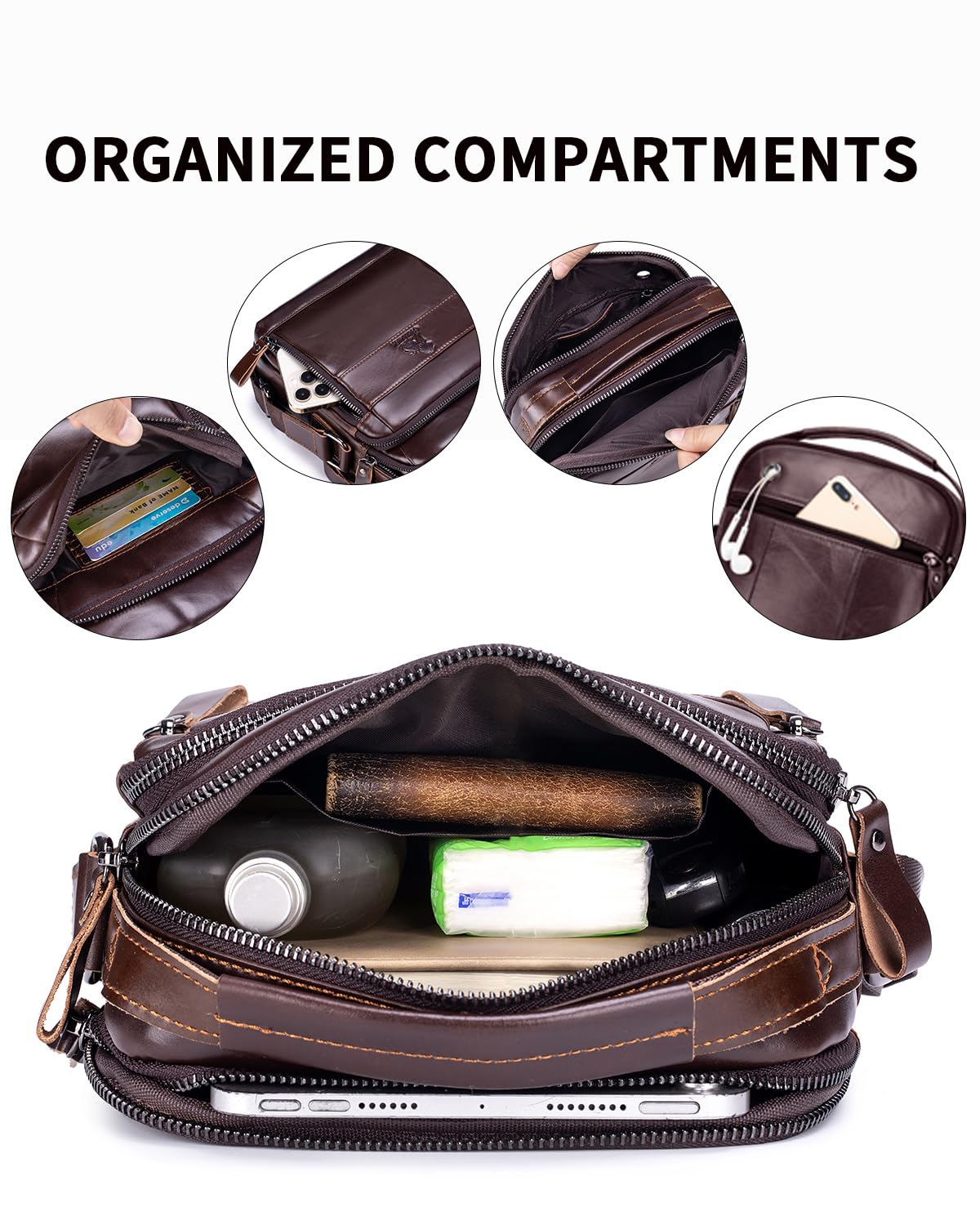 Men s Cowhide Leather Crossbody Shoulder Bag Top Handle - STEELLION Official Imagery - 6