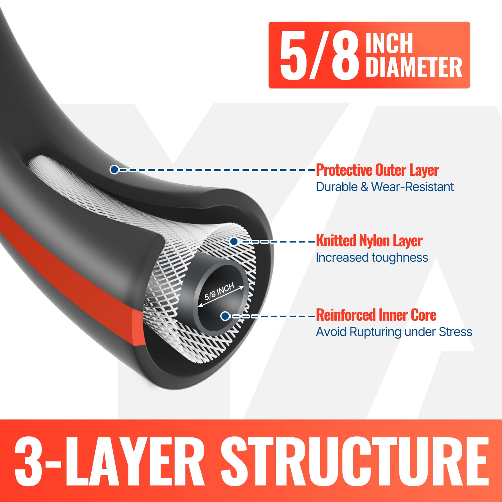 YAMATIC 100FT Garden Hose 5/8in I.D. with 10 Function Water Hose - YAMATIC Official Product View 3