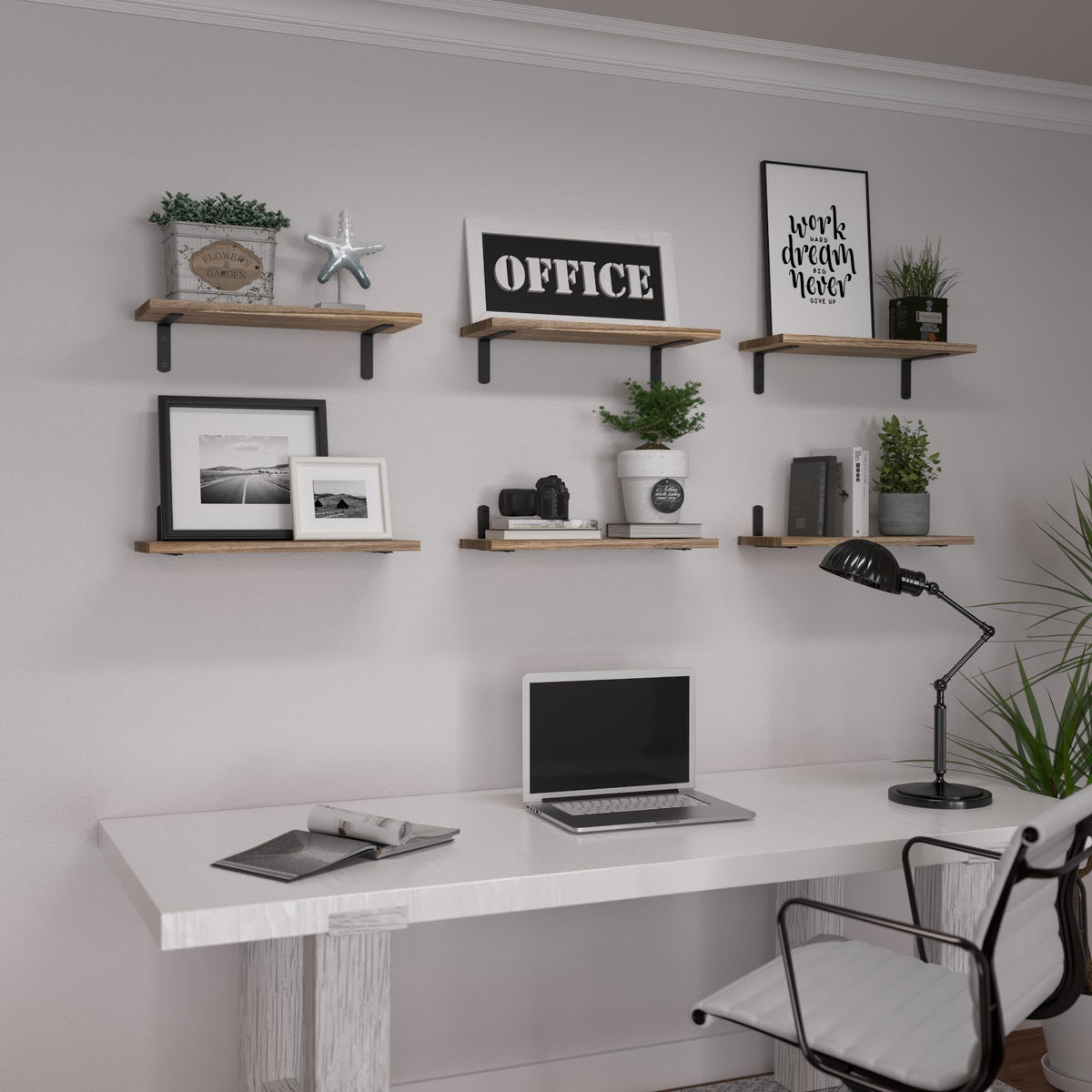Floating Shelves Set of 6 for Wall Decor Storage Rustic - WOPITUES Official Imagery - 8