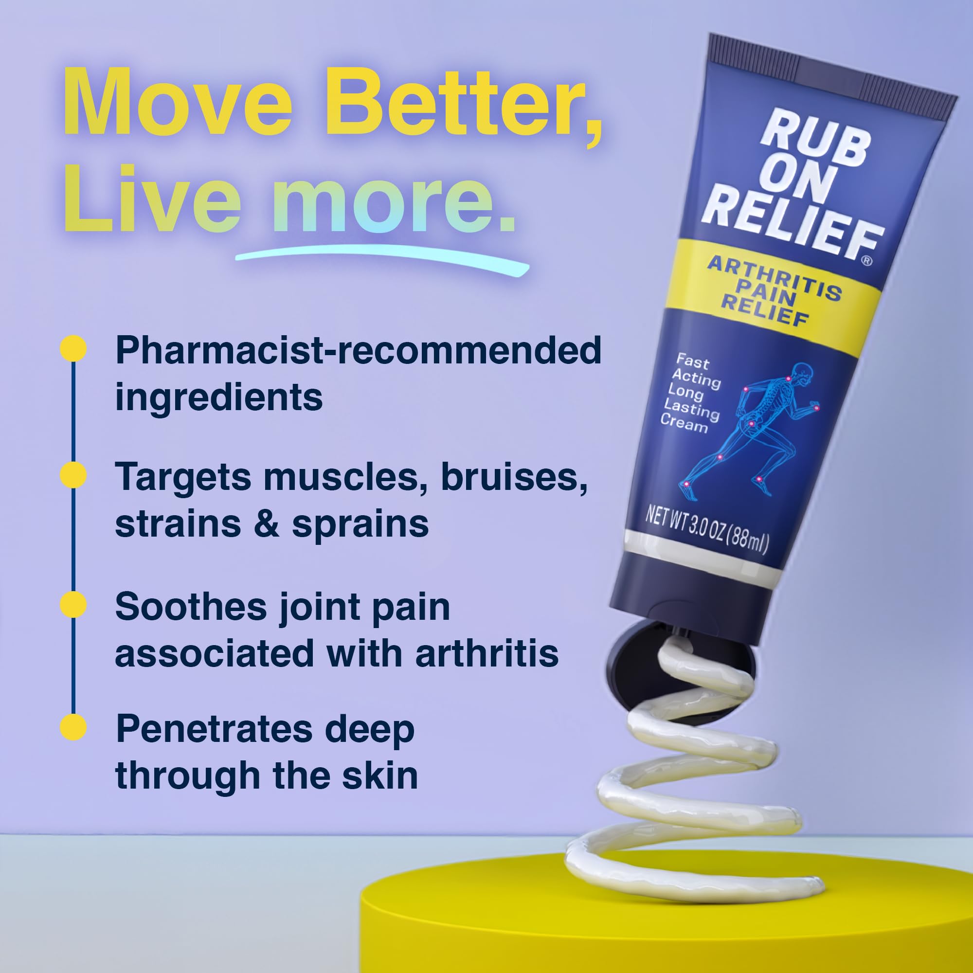 Arthritis Pain Relief Cream + Menthol, Camphor, Arnica, & MSM, 3oz (1 Pack)