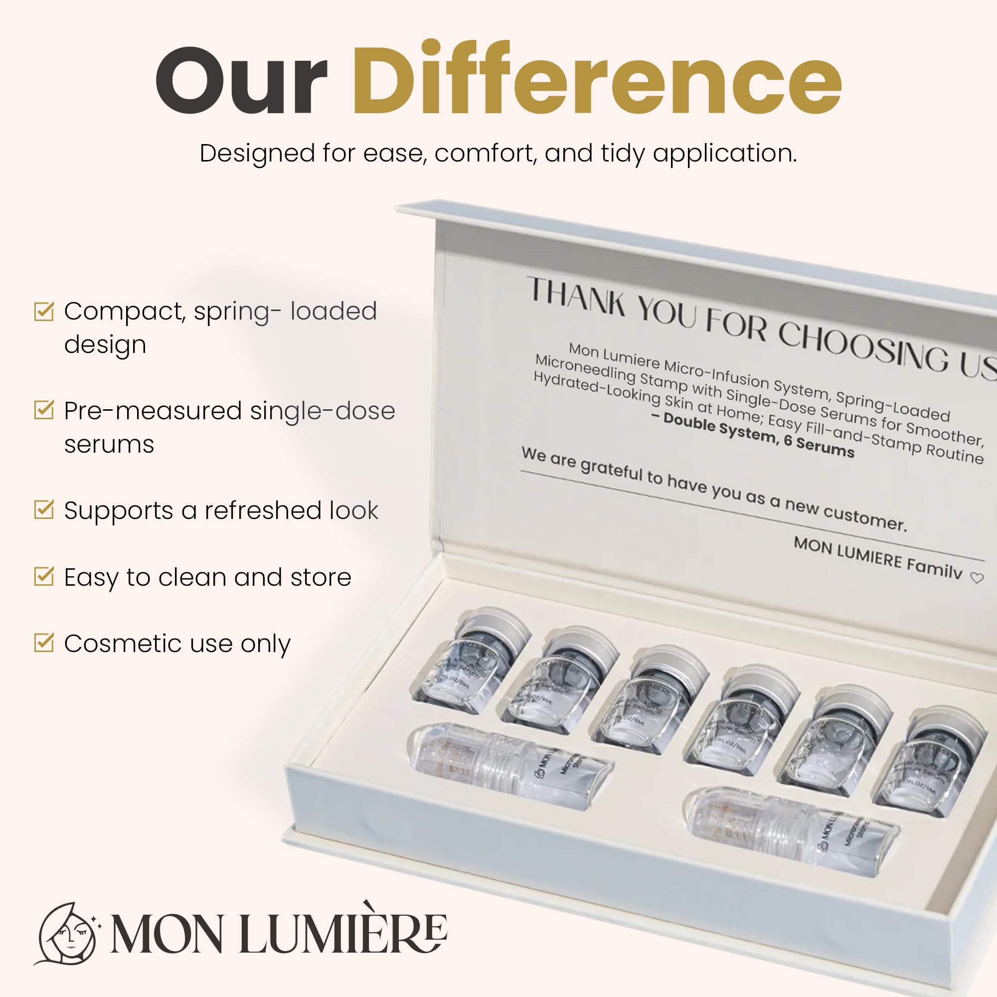 Mon Lumiere Micro Infusion System for Face – Gold Spring-Loaded - Mon Lumi&egrave;re