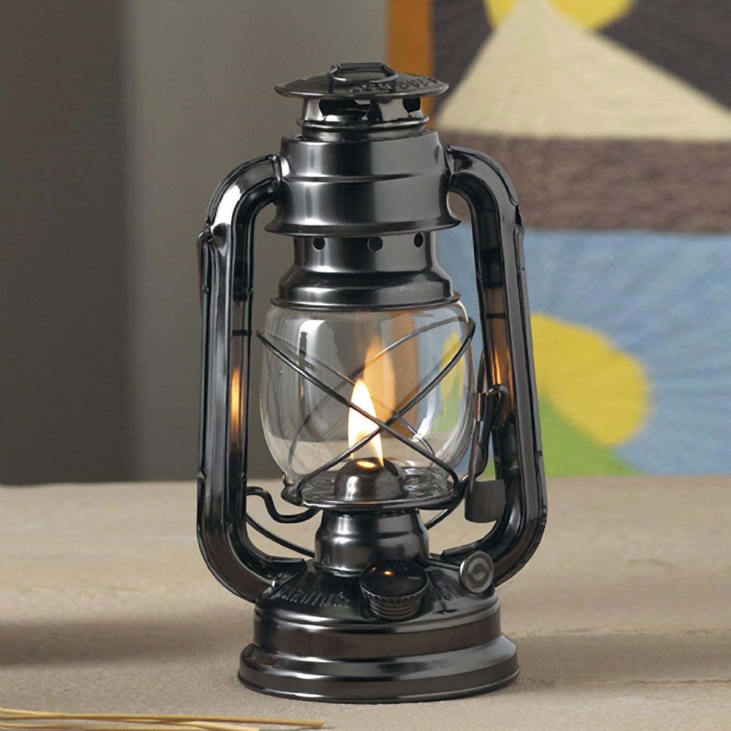 Lamplight large paraffin oil hurricane lamp with glass enclosure, indoor use, emergency lighting, and wick for brightness.