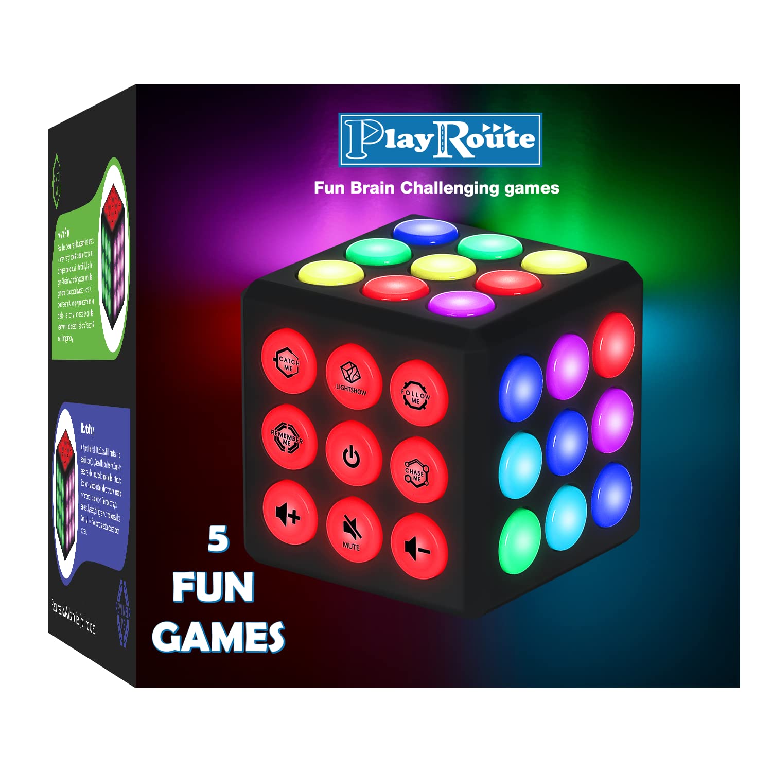 PlayRoute Electronic Brain & Memory Game Cube - Fun Toy Gift Idea by PlayRoute - Angle View 1
