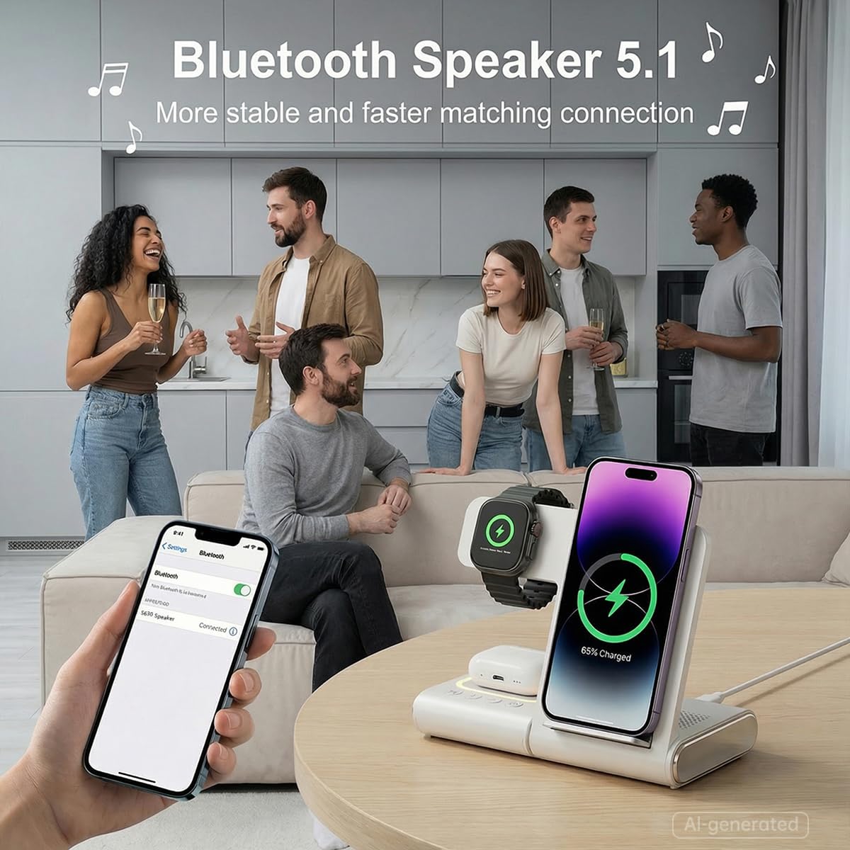 BLKE Bedside Charging Hub with Speaker Light Foldable - BLKE Pro Official Imagery - 5