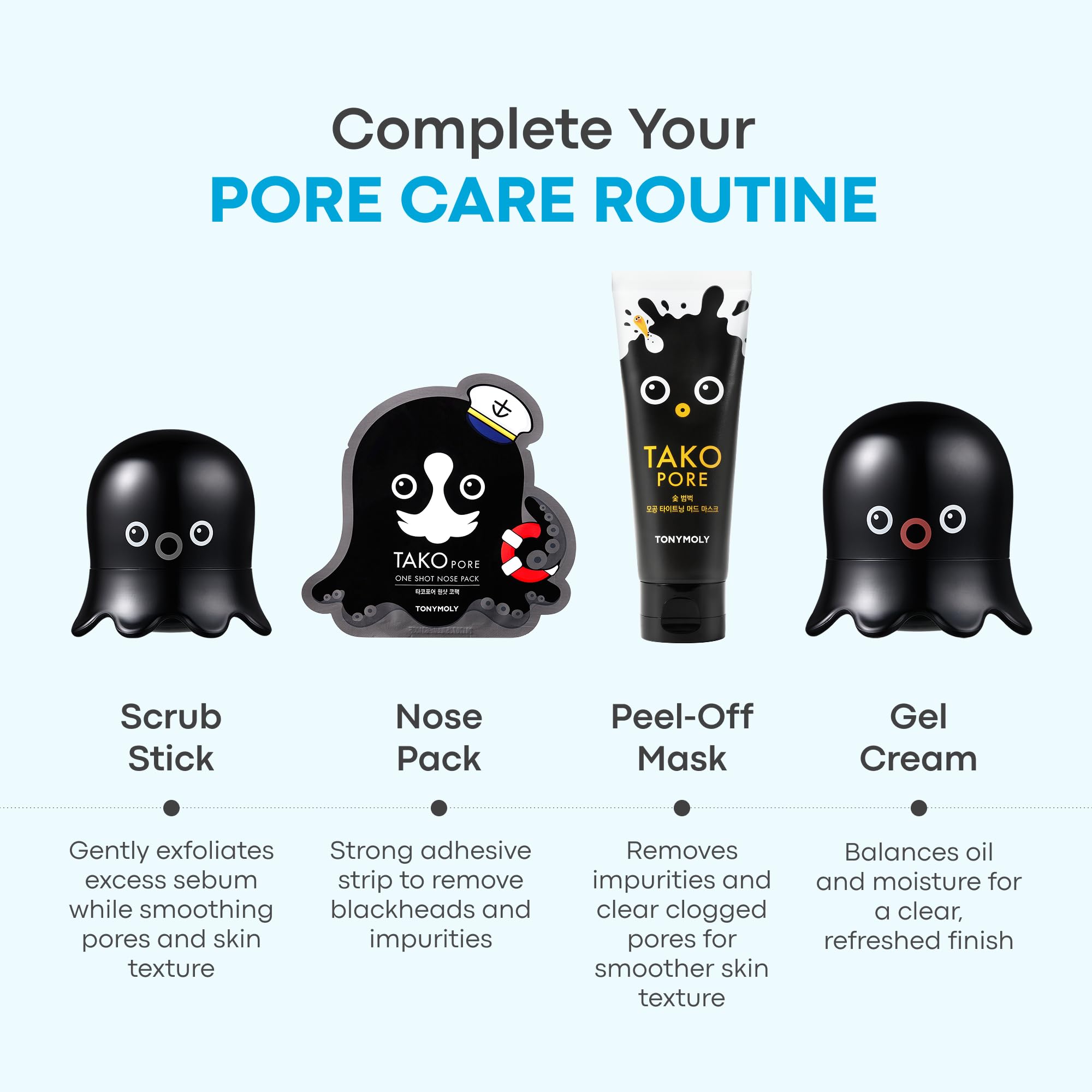 TONYMOLY Tako Pore Clay Scrub Stick, Korean Blackhead Exfoliator, 0.8 - View 8