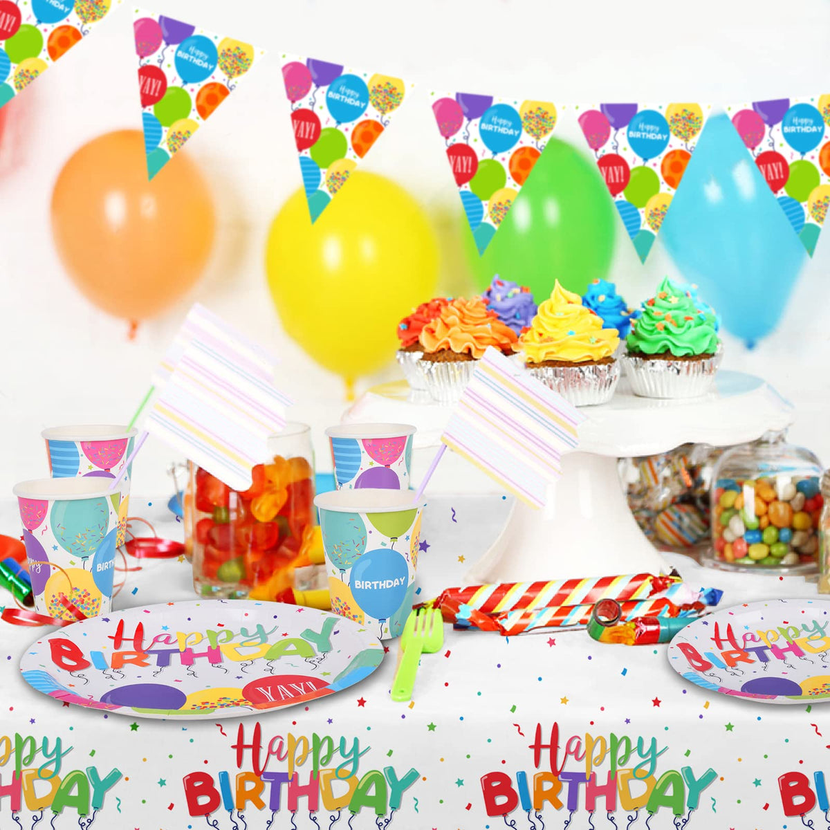 Birthday Party Supplies Disposable Paper Plates Napkins Cups - Gatherfun Official Imagery - 4