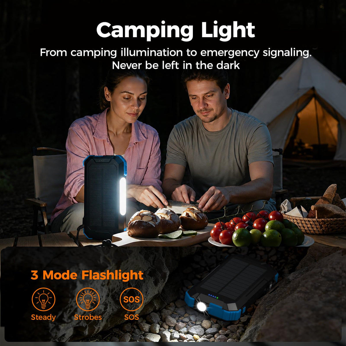 BLAVOR Solar Power Bank Built in Retractable Cable 20000mAh - BLAVOR Official Imagery - 6
