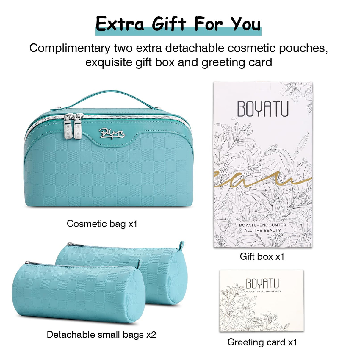 BOYATU Travel Makeup Bag Organizer 180 Open Flat 3 Pcs Make - BOYATU Official Imagery - 8