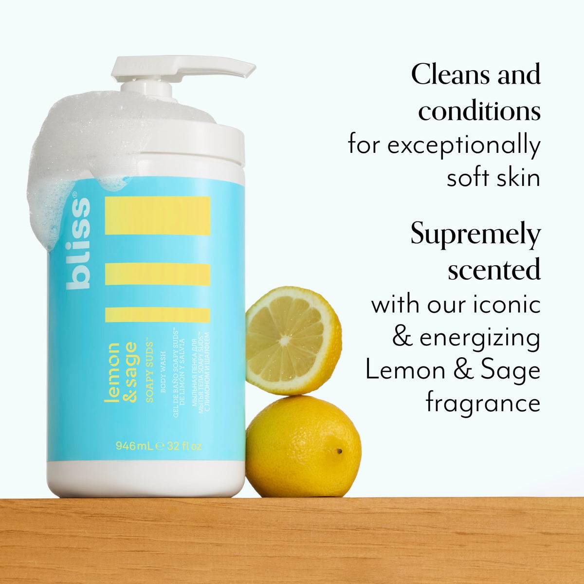 Bliss Soapy Suds Lemon and Sage Body Wash Cleanser - Bliss Official Imagery - 4