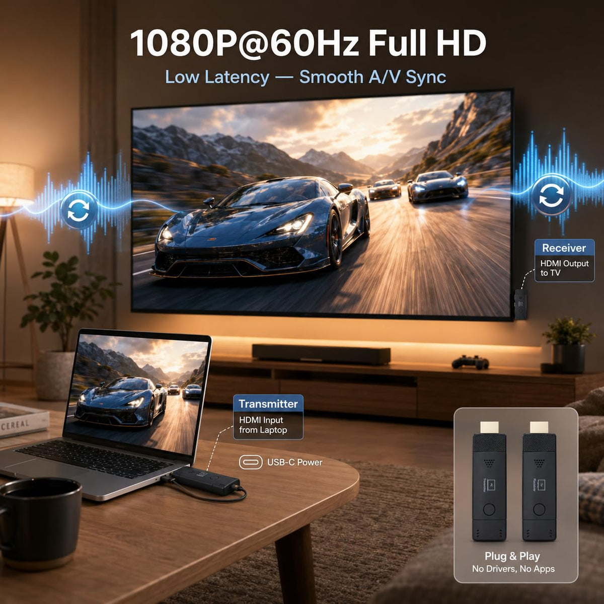 2026 Upgraded Wireless HDMI Extender 164ft Ultra Long Range - mvthenxi Official Imagery - 7