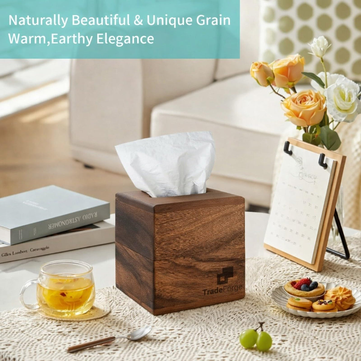 TradeForge South American Black Walnut Wooden Tissue Box - Premium Selection Official Imagery - 3