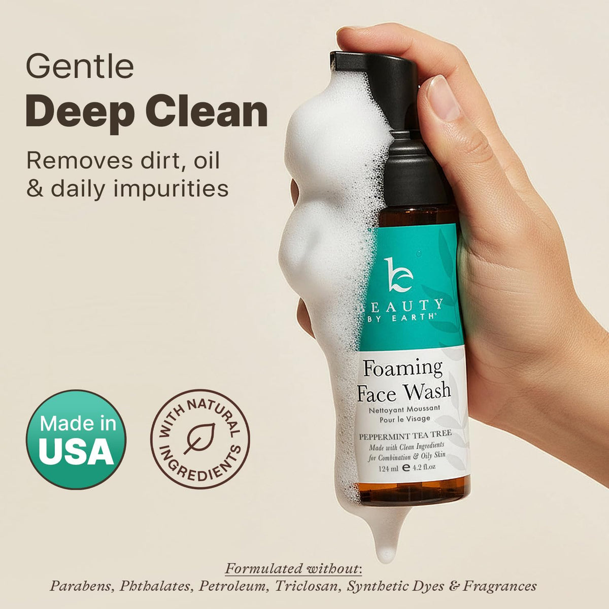 Foaming Face Wash Cleanser USA Made with Natural Organic - Beauty by Earth Official Imagery - 4