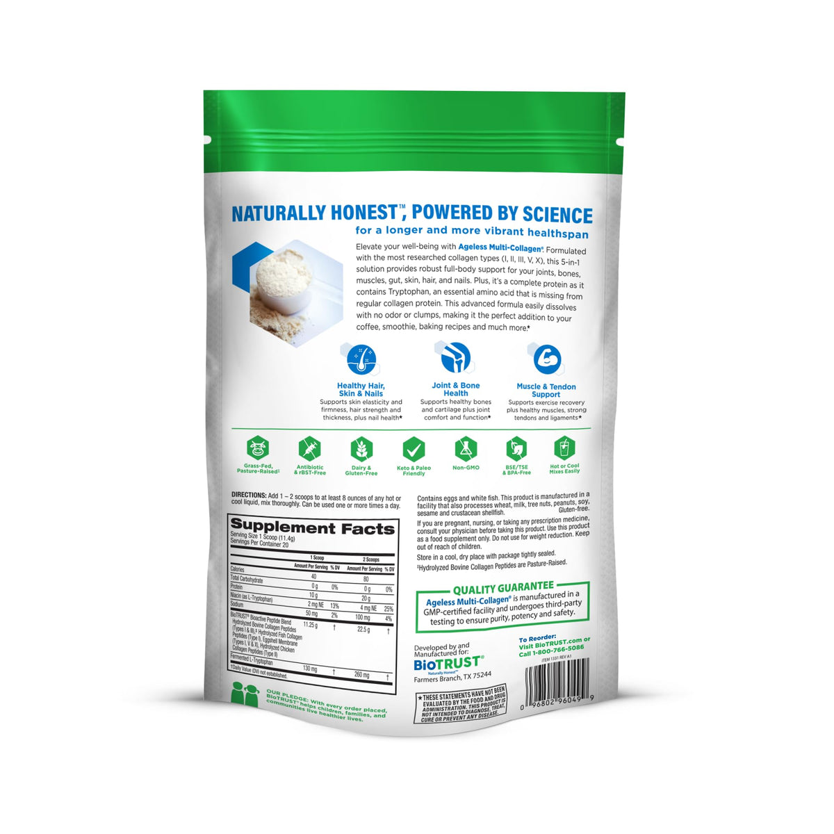 BioTrust Multi Collagen Peptides Unflavored Powder - BioTrust Official Imagery - 8