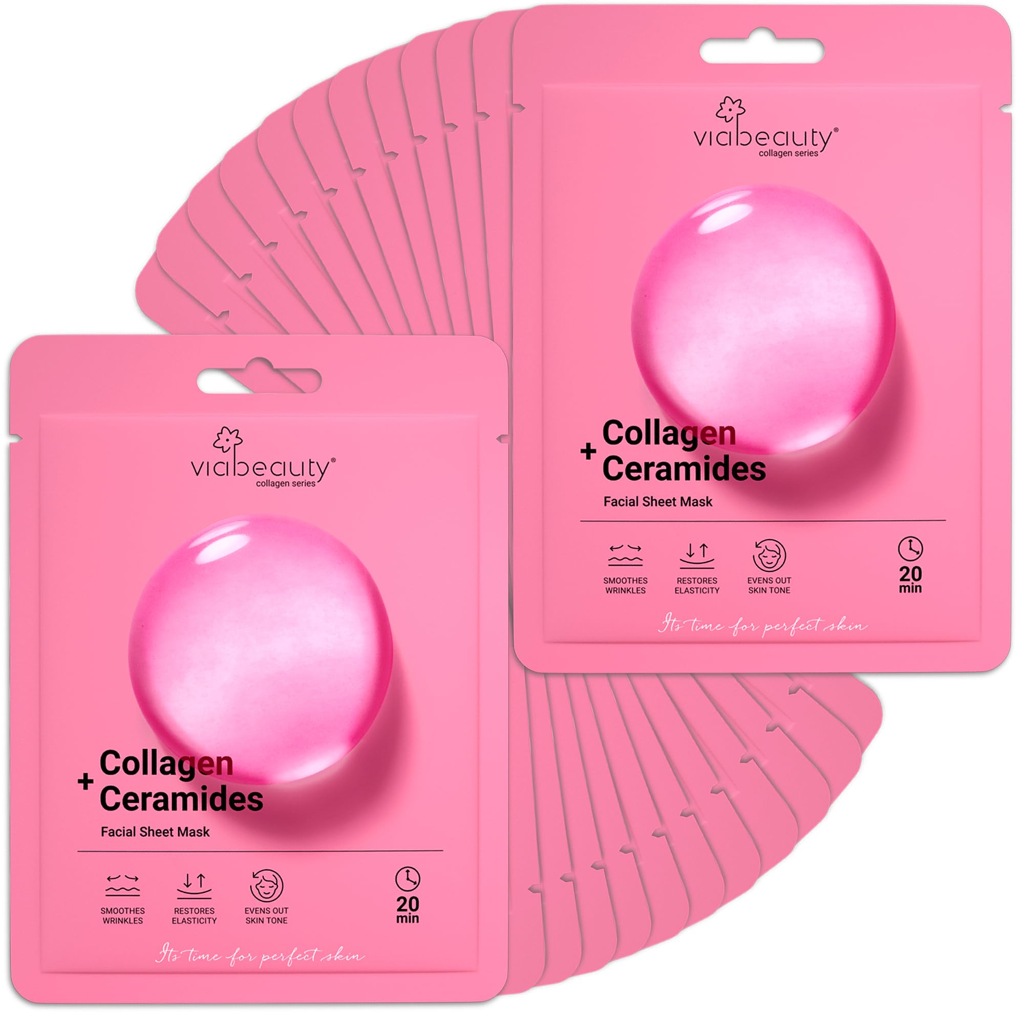 VIABEAUTY 24 Pack of Collagen Face Mask with Ceramides - VIABEAUTY