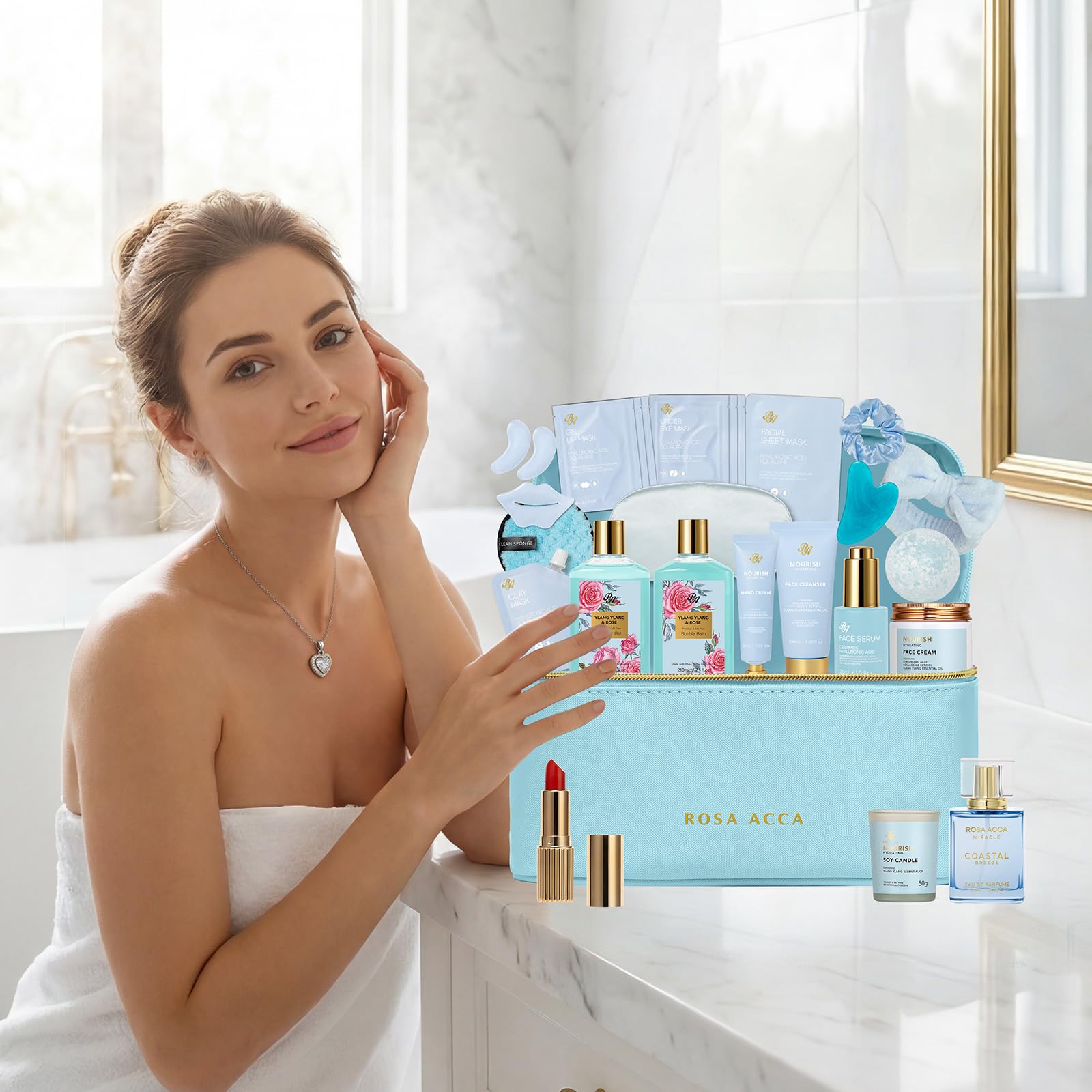 25 Pcs Mother s Day Gift Bath Body Gift Basket Set for Women - RA ROSA ACCA Official Imagery - 4