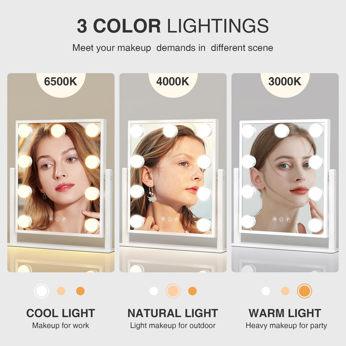 Makeup mirror with lights Hollywood Vanity Mirror with 9 LED - MEKKLEON Official Imagery - 4